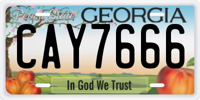 GA license plate CAY7666