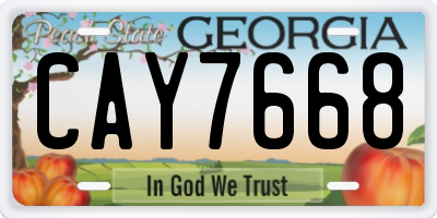 GA license plate CAY7668