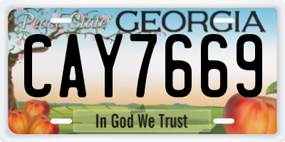 GA license plate CAY7669