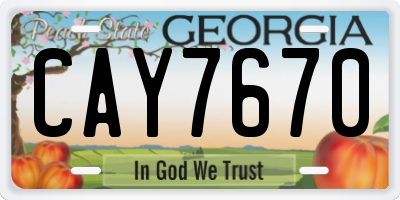 GA license plate CAY7670