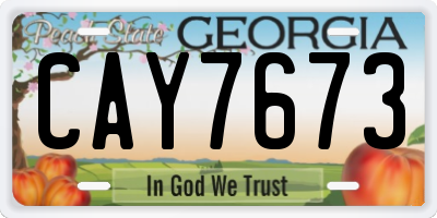 GA license plate CAY7673