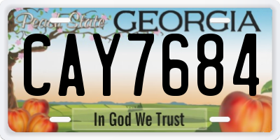 GA license plate CAY7684