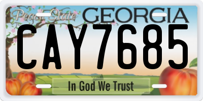 GA license plate CAY7685