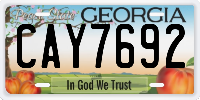 GA license plate CAY7692