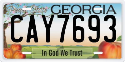 GA license plate CAY7693