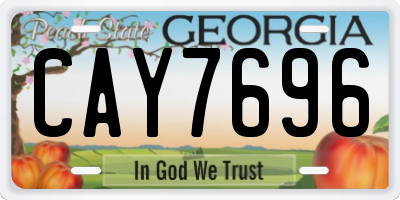 GA license plate CAY7696