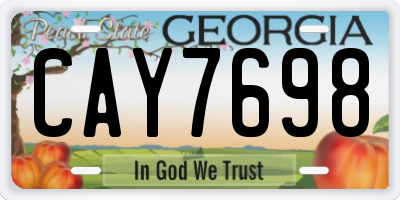 GA license plate CAY7698
