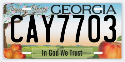 GA license plate CAY7703