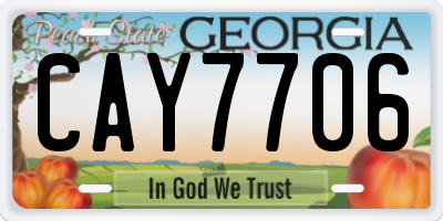 GA license plate CAY7706