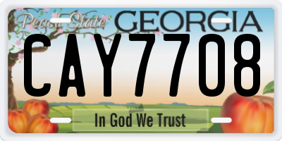 GA license plate CAY7708