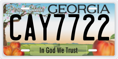 GA license plate CAY7722