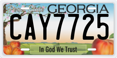 GA license plate CAY7725