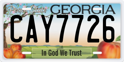 GA license plate CAY7726