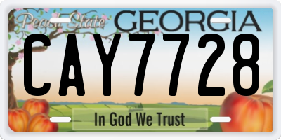 GA license plate CAY7728