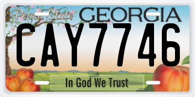 GA license plate CAY7746