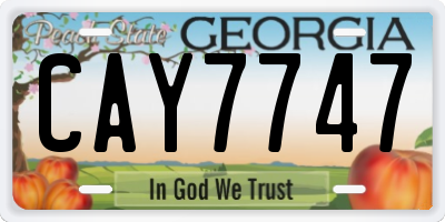 GA license plate CAY7747