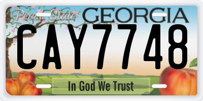 GA license plate CAY7748