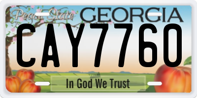 GA license plate CAY7760