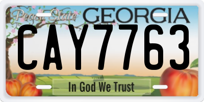 GA license plate CAY7763