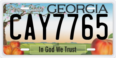 GA license plate CAY7765