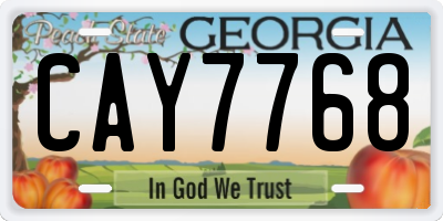 GA license plate CAY7768