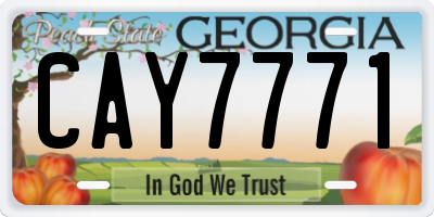 GA license plate CAY7771