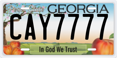 GA license plate CAY7777