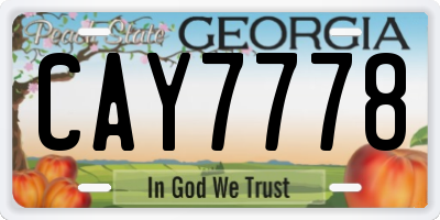 GA license plate CAY7778