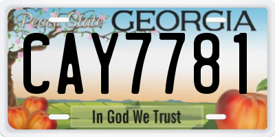 GA license plate CAY7781