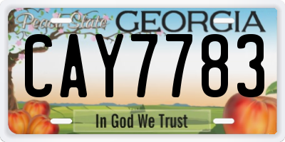 GA license plate CAY7783