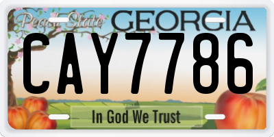 GA license plate CAY7786