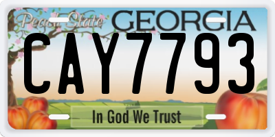 GA license plate CAY7793
