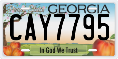 GA license plate CAY7795