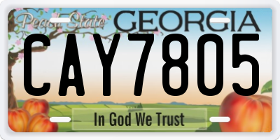 GA license plate CAY7805