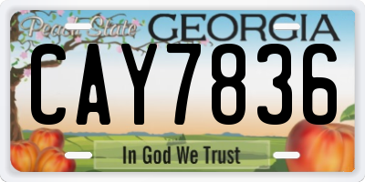 GA license plate CAY7836