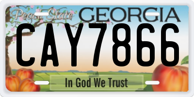 GA license plate CAY7866