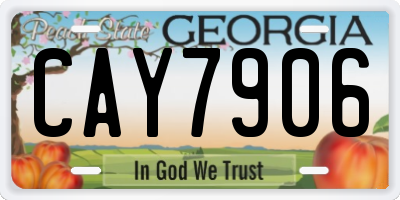 GA license plate CAY7906