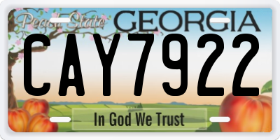 GA license plate CAY7922