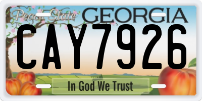 GA license plate CAY7926