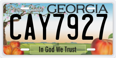 GA license plate CAY7927
