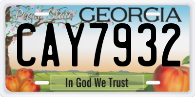 GA license plate CAY7932