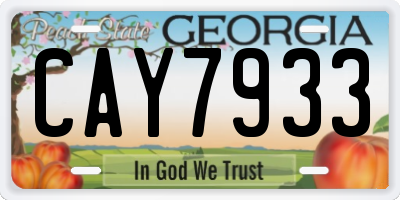 GA license plate CAY7933