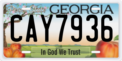 GA license plate CAY7936