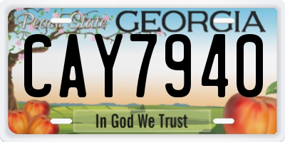 GA license plate CAY7940