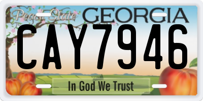 GA license plate CAY7946