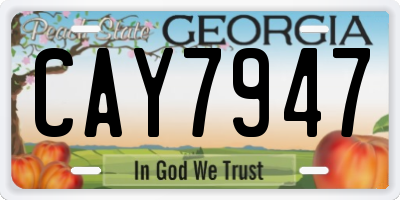 GA license plate CAY7947