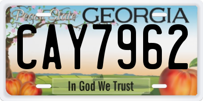 GA license plate CAY7962