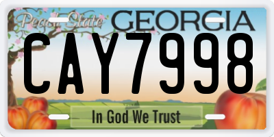 GA license plate CAY7998