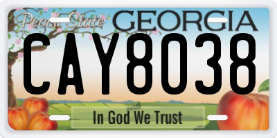 GA license plate CAY8038