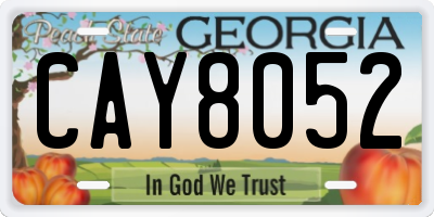 GA license plate CAY8052